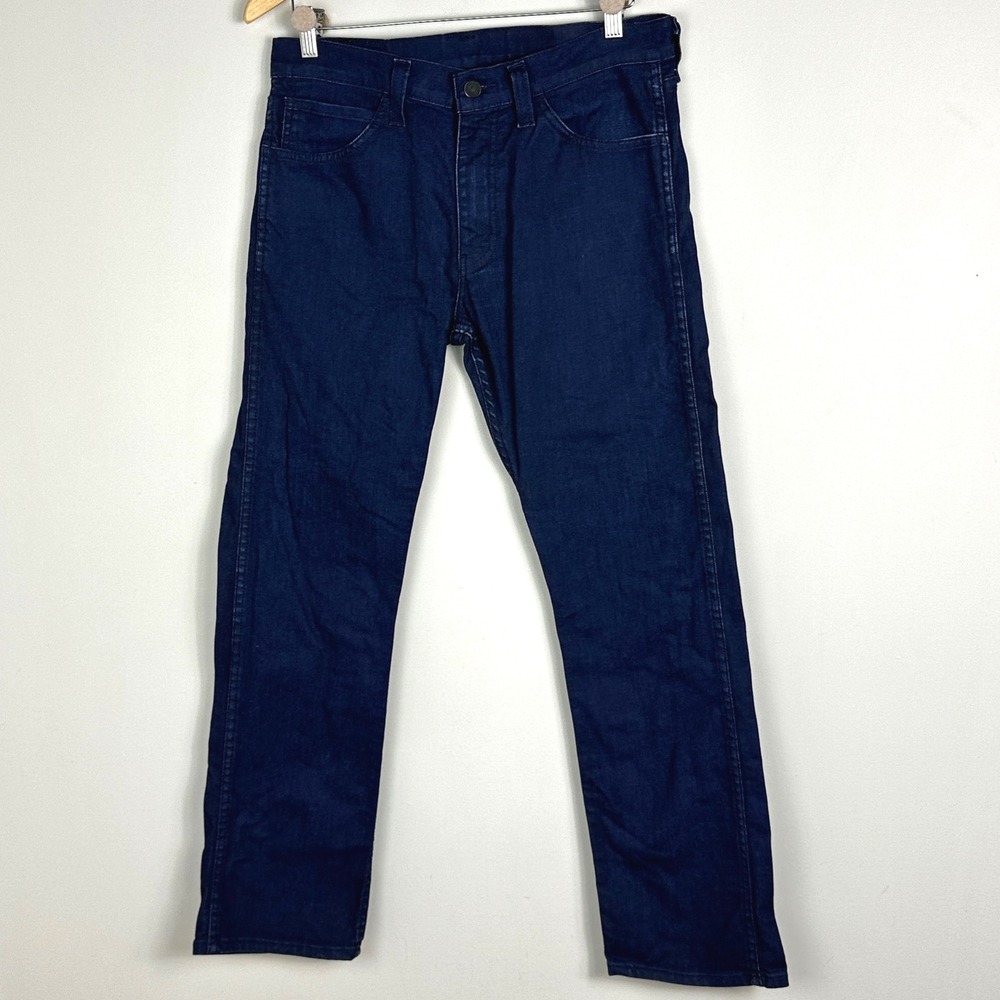 Levis 513 Mens Slim Straight Jeans Dark Blue Sz 32 Zip Fly Stretch Denim Minimal